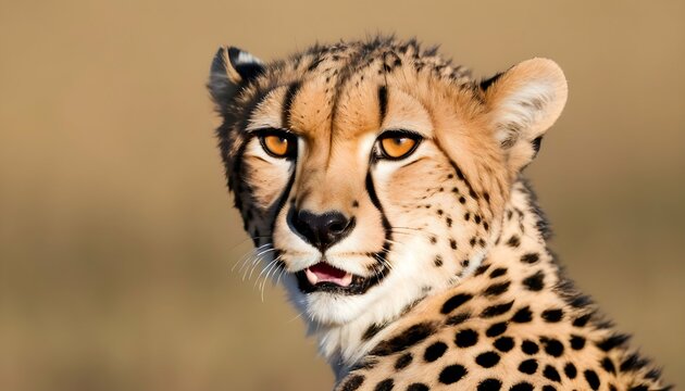 A Cheetah With Its Ears Flattened Back Frightened