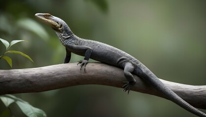 A Monitor Lizard With Its Tail Curled Around A Bra - obrazy, fototapety, plakaty