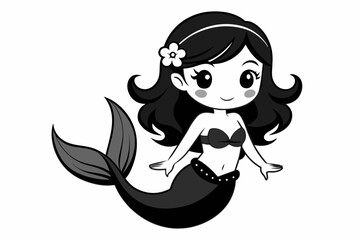 cute mermaid design silhouette vector art illustration