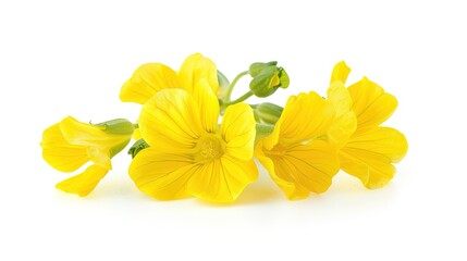 Mustard Flower blossom, Canola or Oilseed Rapeseed, close up , isolated on white background.  ,Generative ai,