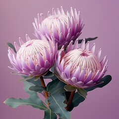 Close up of pink protea flowers. close up. bouquet for Valentines, Womens day, Mothers day, birthday. decoration. Nature. AI Generated	
