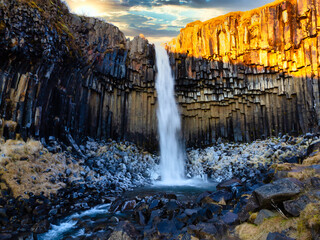 The Icelandic waterfall Svartifoss in Iceland
