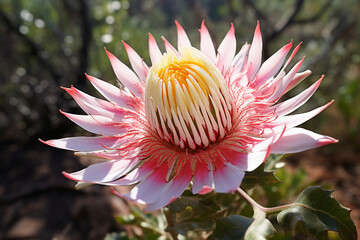 Close up of pink protea flowers. close up. bouquet for Valentines, Womens day, Mothers day, birthday. decoration. Nature. AI Generated	