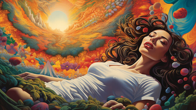 Psychedelic Therapy Session with Woman for Mental Health Psychology Psychiatry