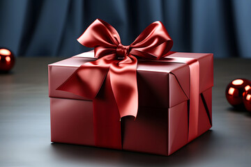 Fototapeta premium gift colored box tied with a satin ribbon. holiday gift packaging