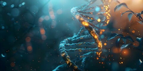 Exploring Genetic Mutations and Disorders Through a Closeup of a D DNA Double Helix Structure. Concept Genetics, DNA Structure, Mutations, Genetic Disorders, Closeup Analysis - obrazy, fototapety, plakaty