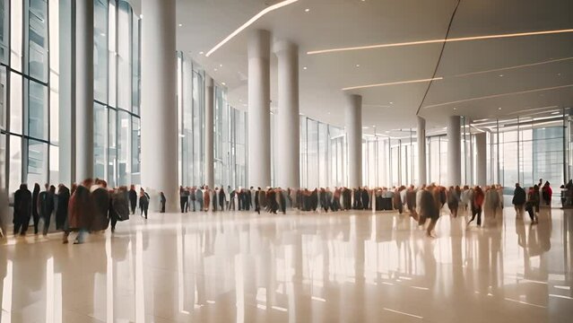 Large Group of People Walking Through a Building Generative AI