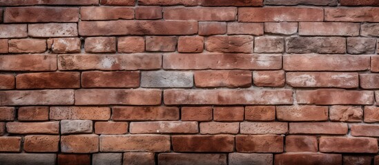 A closeup of a brown brick wall showcasing the rectangular shape of each brick. The brickwork creates a symmetrical facade, highlighting the building materials composite nature