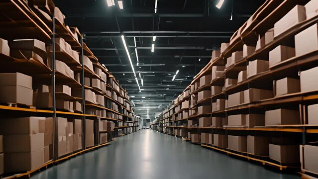 Vast Warehouse Filled With Boxes Generative AI