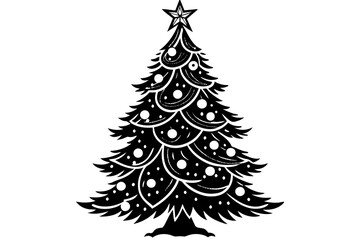 Christmas tree silhouette vector art illustration