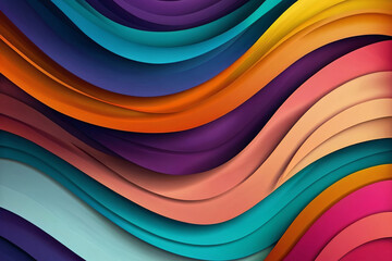 Dynamic papercut layers gradient background with colorful abstract waves. Perfect for vibrant designs.