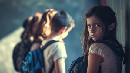 The impact of bullying, a stark portrayal of the emotional and psychological toll inflicted by harassment and aggression in schools and communities - obrazy, fototapety, plakaty