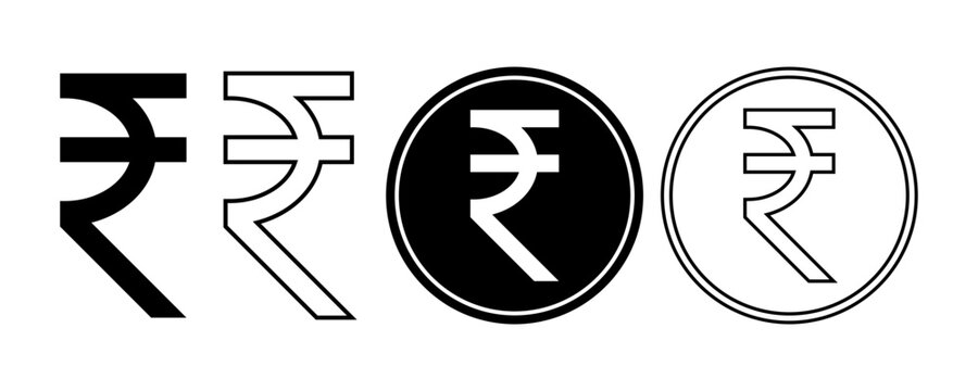 inr indian rupee sign set isolated on white background