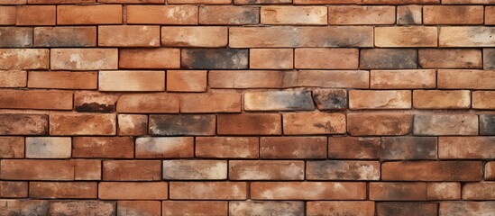 A closeup of a brown brick wall showcasing the rectangular shape of each brick. The brickwork is a composite material commonly used in building construction