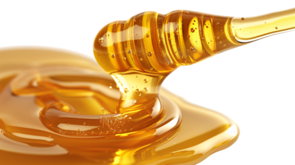 Honey dripper shape formed with bee honey on an isolated background