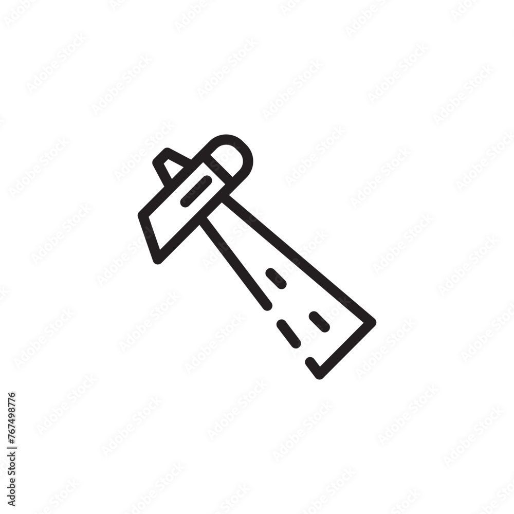 Sticker build fabric hammer line icon