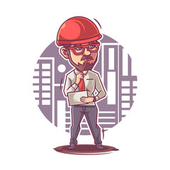 foreman cartoon character busy thinking design