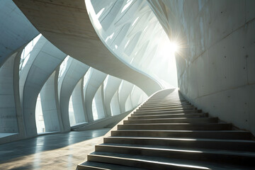 Obraz premium large staircase in a modern building. architecture and indoor design