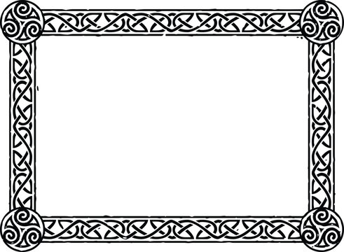 Rectangular Celtic Border Frame - Tribal Spirals