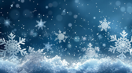 Fototapeta na wymiar Winter background. It's snowing! It's Falling snowflakes on dark blue background.