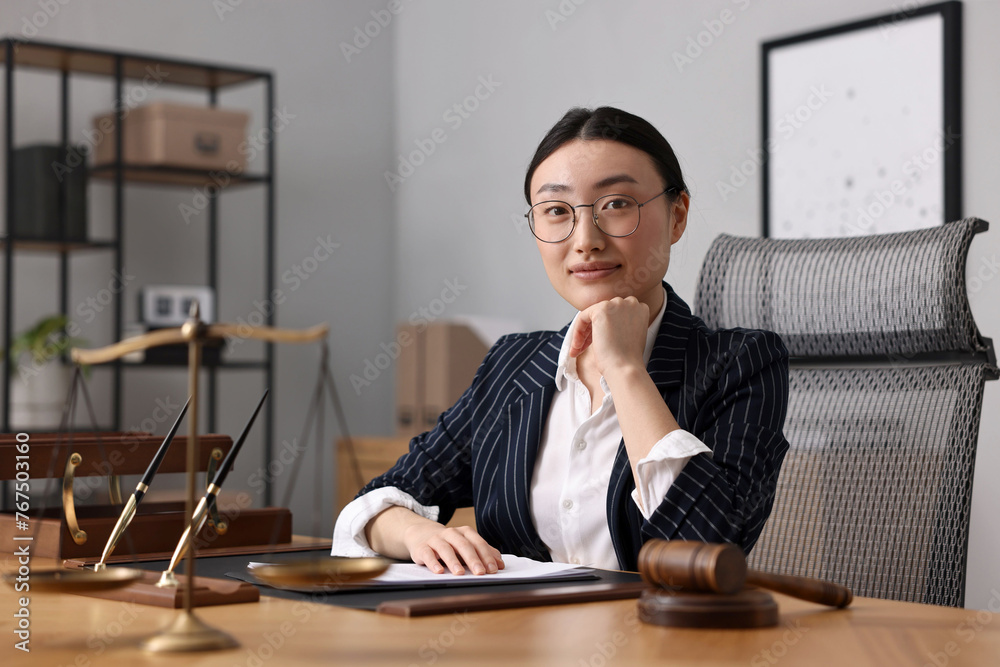 Sticker Portrait of notary at table in office