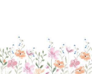 Pink and Yellow Wild Watercolor Flower Background
