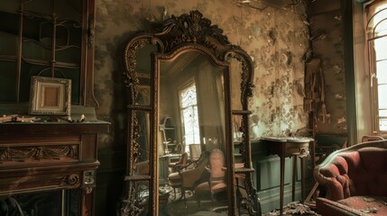 Mirror in Victorian Era Palace Room