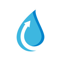 blue waterdrop combined with arrow logo vector icon