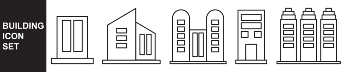 Real estate icon. Building icon vector set. Flat style houses symbols 11:11