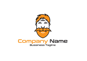 Head of Man with Beard Logo Business Logo Suitable For Barber Shops or Tech Company Unique Vector Art
