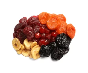  Mix of delicious dried fruits isolated on white, top view © New Africa