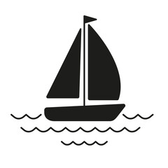 icon of a sailing boat. symbol of a boat for signs, identification, buttons, communication. black illustration vector