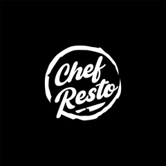 Vintage Retro Circular Chef Restaurant Kitchen Cuisine Food Logo design