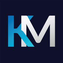 KM letter colorful logo in the circle. Vector Logo Illustration.