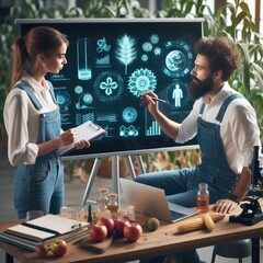 Collaboration of Farmer and Scientist in Illustration