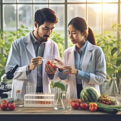 Collaboration of Farmer and Scientist in Illustration