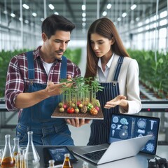 Collaboration of Farmer and Scientist in Illustration