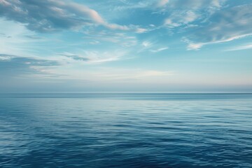 Fototapeta premium A tranquil background of a distant horizon at sea where the water meets the sky in perfect harmony