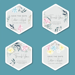 hand drawn flowers wreath label badge collection