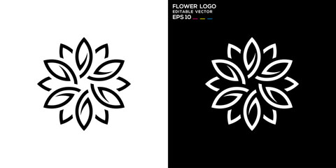 Vector design template of simple flower logo, luxury, beauty, nature, symbol icon EPS 10