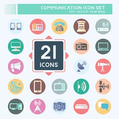 Icon Set Communication - Flat Style,Simple illustration,Editable stroke