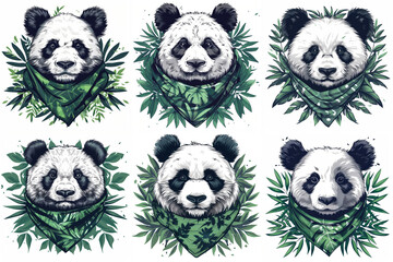 Obraz premium Powerful Pandas Wearing Green Bandanas