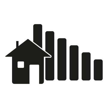 Home market growth icon. Real estate value graph. Housing investment chart. Property trend symbol. Vector illustration. EPS 10.