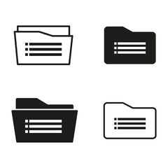 Collection of folder icons. Document organization symbols. File storage and archive signs. Vector illustration. EPS 10.