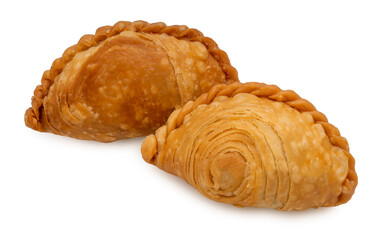 Curry puff on white background, Curry puff pastry on white With clipping path.