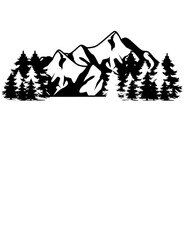 Mountain Illustration, Forest View Clipart, Outdoor Cut file, Camping Scene Stencil, Camp Life Shirt, Mountaineer Dad Gift Idea, Wilderness
