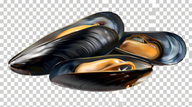 mussels isolated on white , generative ai