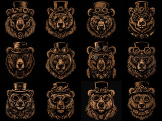 Fantasy Fashion. Steampunk Bear Dressed to Impress with Hat and Goggles