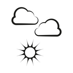 Weather icons set with clouds and sun. Meteorological symbols collection. Vector illustration. EPS 10.