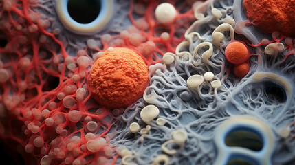 Cell images of living things obtained through high-magnification microscopy.